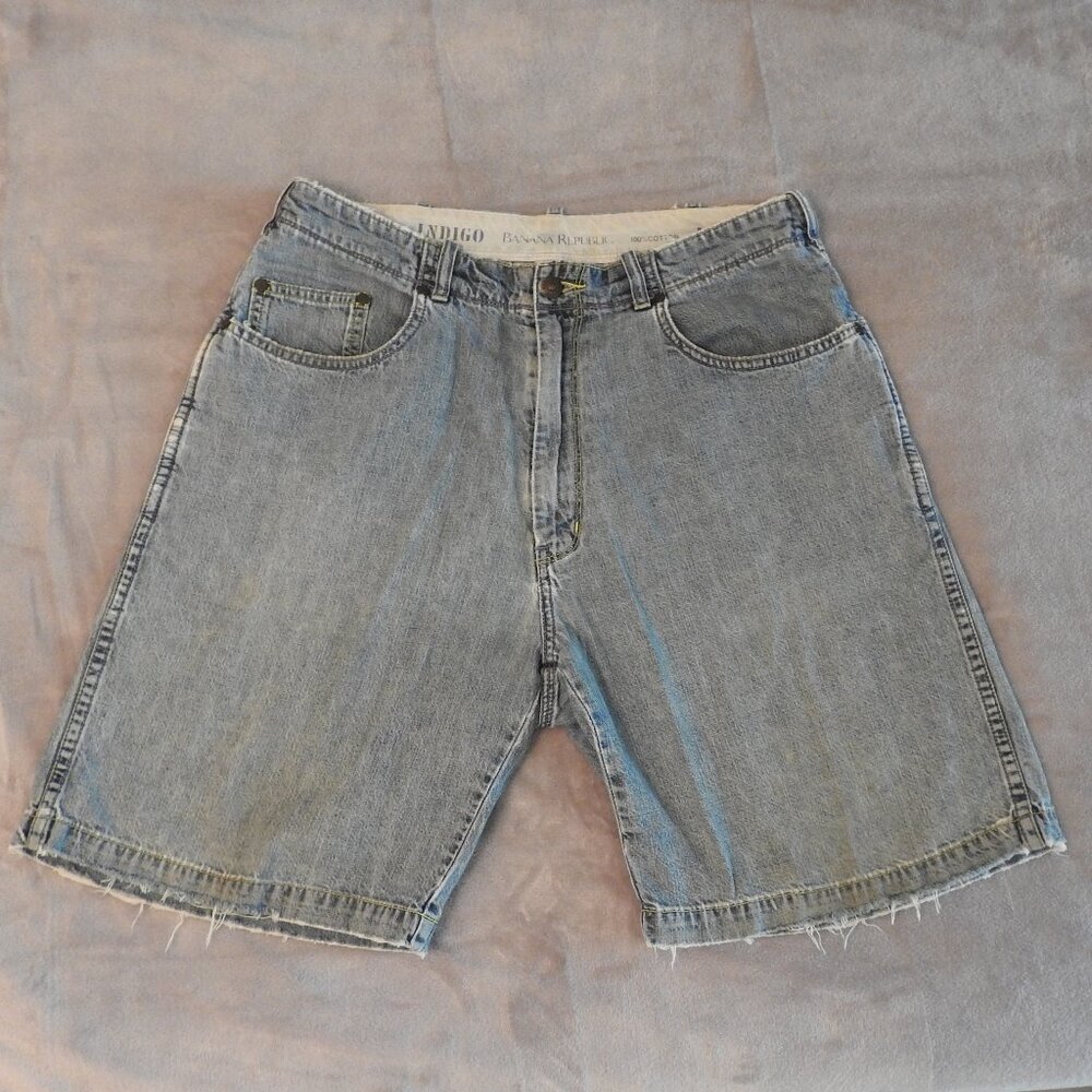 Vintage Banana Republic Mens 33 Blue Denim Jean Shorts Jorts Casual